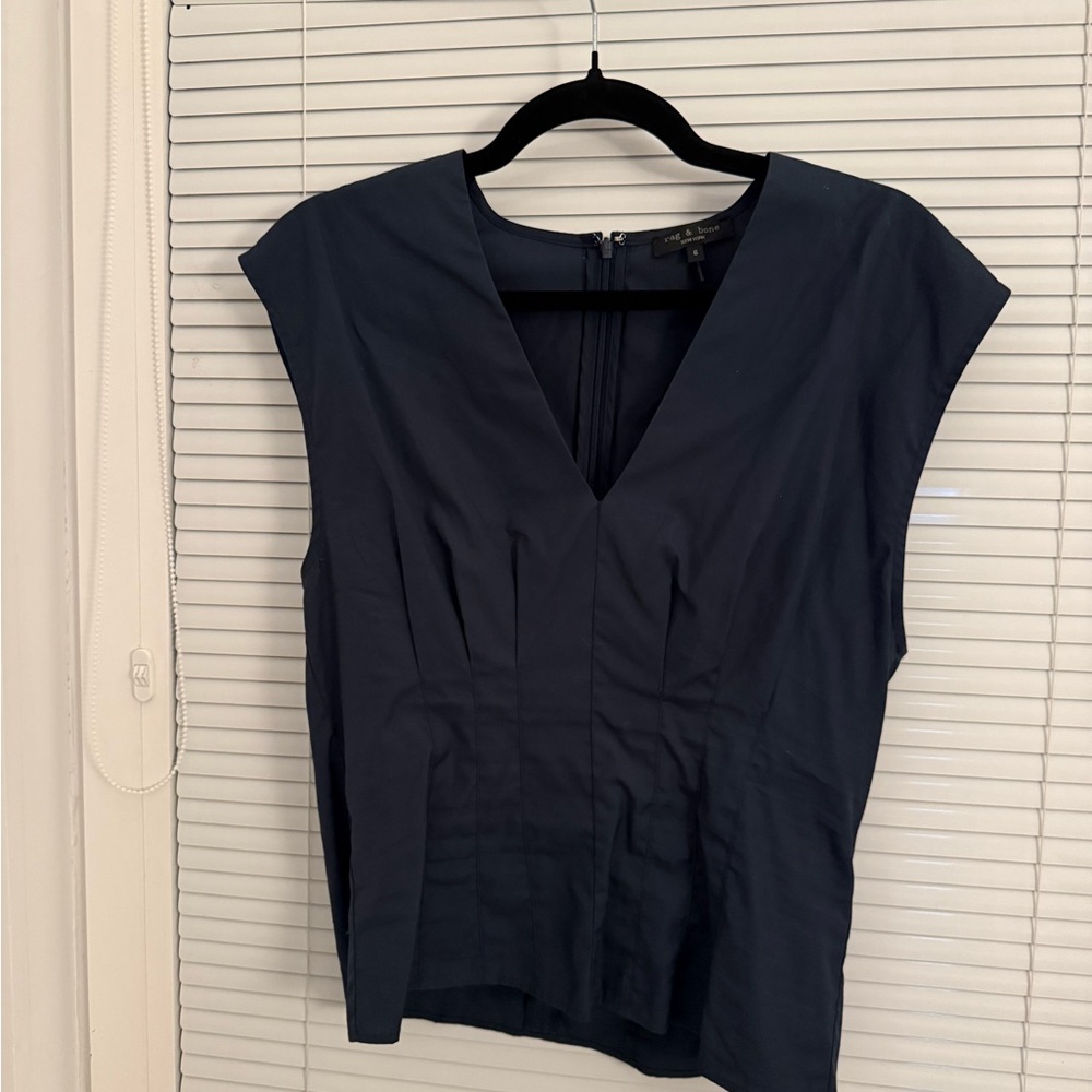 Rag & Bone Deep Blue V-Neck Blouse